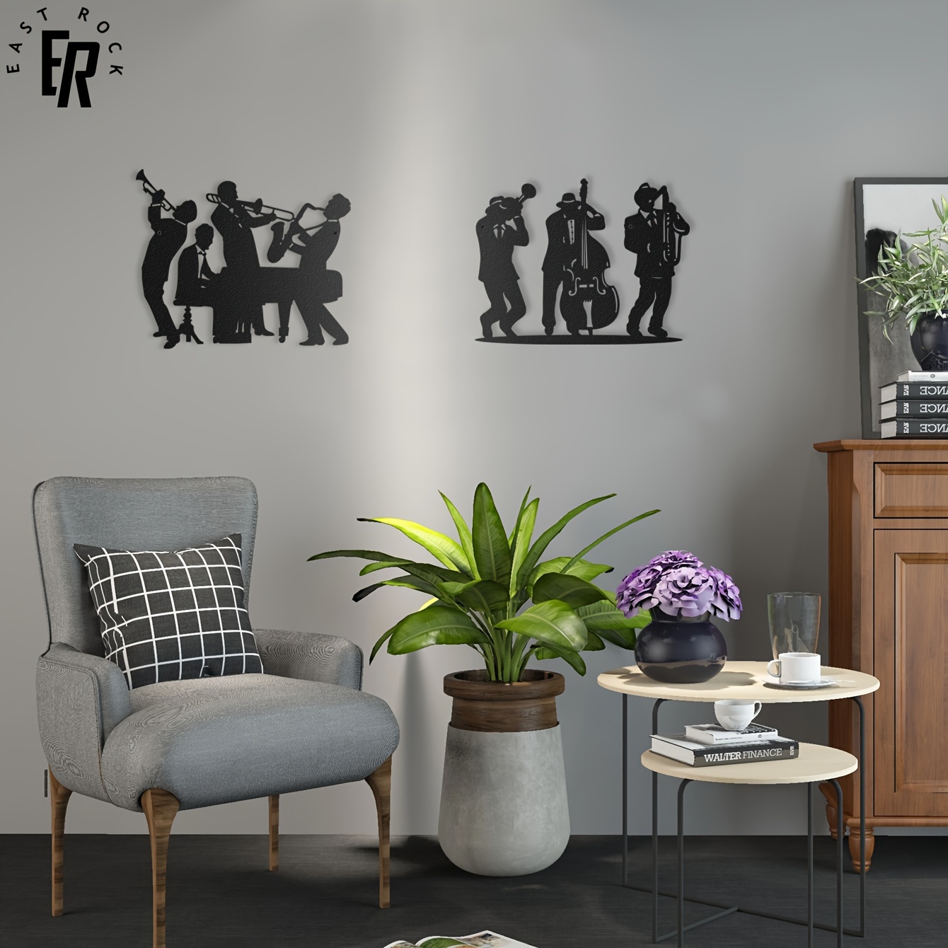 Musical Instrument Craft - Metaal muzikant silhouet wanddecoratie | Jazzband