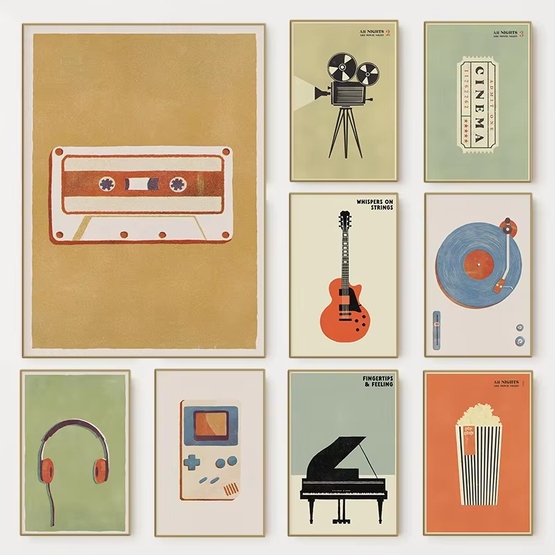 Musical Instrument Project - Retro middeleeuwse popmuziek instrumentenposter | Jaren